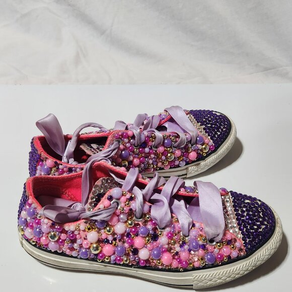 Custom Bling Converse All Star – Girls Size 2 - Picture 5 of 7